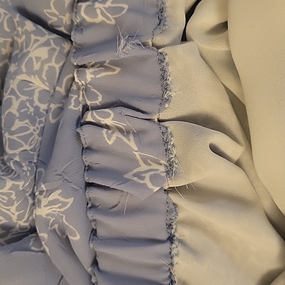 VTG Handmade 1990s Baby Blue Floral Fairycore Swing Midi Skirt - Picture 8 of 10